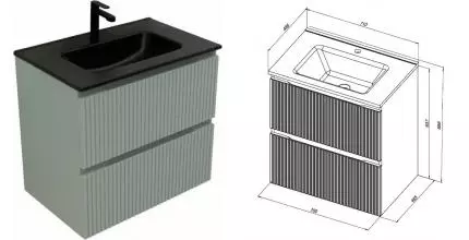 Тумба с раковиной «Aquanet» Джейн 70 (Flat 70 329254) подвесная мисти грин