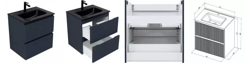 Тумба с раковиной «Aquanet» Джейн 70 (Flat 70 329254) подвесная маренго