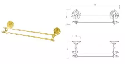 Полотенцедержатель двойной «Migliore» Versailles 32646 на стену золото