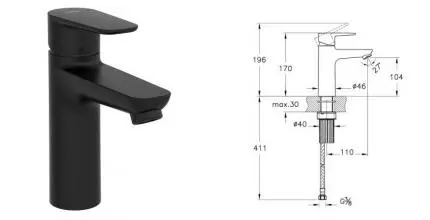 Смеситель для раковины «Vitra» Flow Soft A4300936EXP чёрный матовый Смеситель для раковины «Vitra» Flow Soft A4300936EXP чёрный матовый