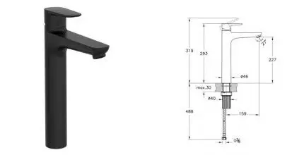 Смеситель для раковины «Vitra» Flow Soft A4301036EXP чёрный матовый