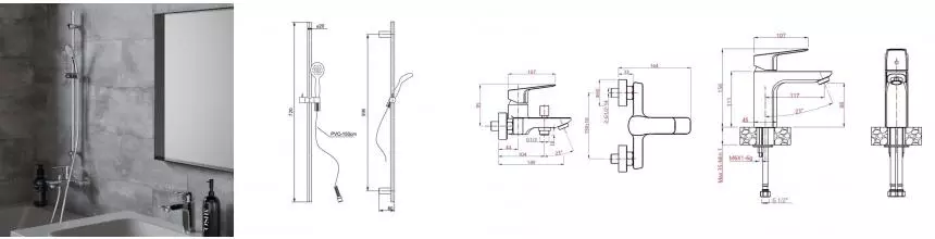 Комплект смесителей «Paini» Viva Style P4CRSET4 хром Комплект смесителей «Paini» Viva Style P4CRSET4 хром