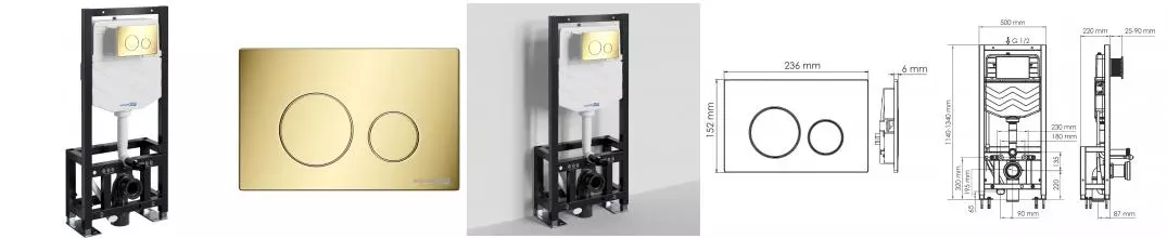 Инсталляция для унитаза с кнопкой «WasserKRAFT» Dill 61TLT.010.ME.PG02 Инсталляция для унитаза с кнопкой «WasserKRAFT» Dill 61TLT.010.ME.PG02