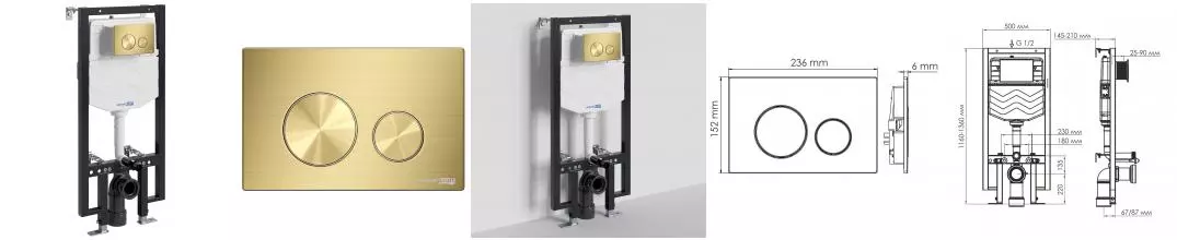 Инсталляция для унитаза с кнопкой «WasserKRAFT» Vils 56TLT.010.ME.MG02