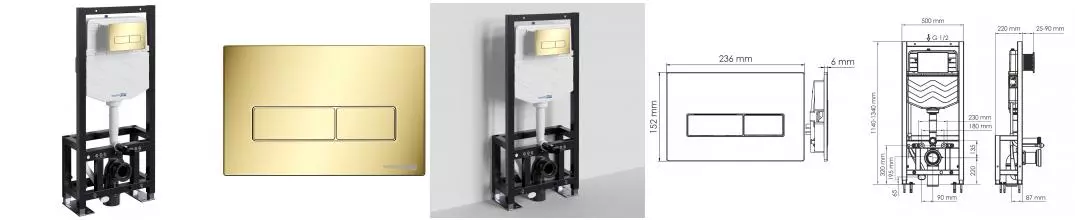 Инсталляция для унитаза с кнопкой «WasserKRAFT» Dill 61TLT.010.ME.PG03 Инсталляция для унитаза с кнопкой «WasserKRAFT» Dill 61TLT.010.ME.PG03