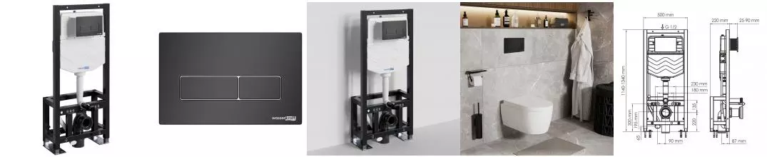 Инсталляция для унитаза с кнопкой «WasserKRAFT» Dill 61TLT.010.ME.MB03 Инсталляция для унитаза с кнопкой «WasserKRAFT» Dill 61TLT.010.ME.MB03