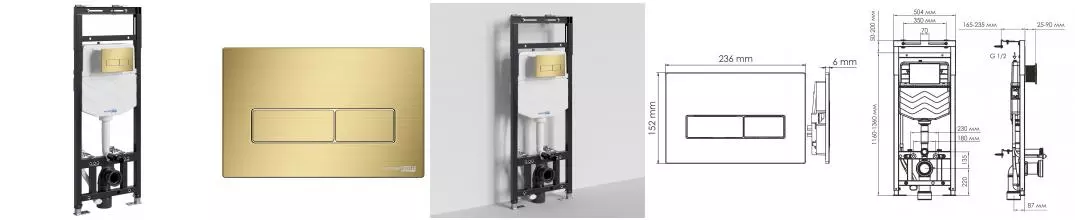 Инсталляция для унитаза с кнопкой «WasserKRAFT» Alme 15TLT.010.ME.MG03 Инсталляция для унитаза с кнопкой «WasserKRAFT» Alme 15TLT.010.ME.MG03