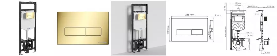 Инсталляция для унитаза с кнопкой «WasserKRAFT» Alme 15TLT.010.ME.PG03 Инсталляция для унитаза с кнопкой «WasserKRAFT» Alme 15TLT.010.ME.PG03