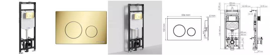 Инсталляция для унитаза с кнопкой «WasserKRAFT» Alme 15TLT.010.ME.PG02 Инсталляция для унитаза с кнопкой «WasserKRAFT» Alme 15TLT.010.ME.PG02