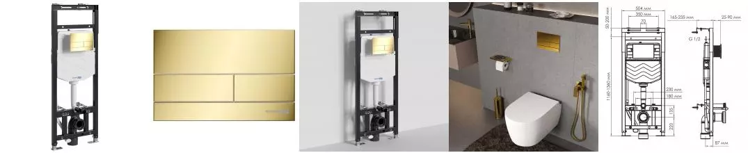 Инсталляция для унитаза с кнопкой «WasserKRAFT» Alme 15TLT.010.ME.PG04 Инсталляция для унитаза с кнопкой «WasserKRAFT» Alme 15TLT.010.ME.PG04