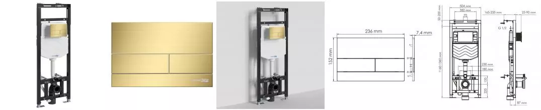 Инсталляция для унитаза с кнопкой «WasserKRAFT» Alme 15TLT.010.ME.MG04 Инсталляция для унитаза с кнопкой «WasserKRAFT» Alme 15TLT.010.ME.MG04