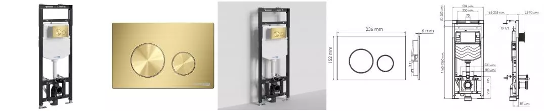 Инсталляция для унитаза с кнопкой «WasserKRAFT» Alme 15TLT.010.ME.MG02 Инсталляция для унитаза с кнопкой «WasserKRAFT» Alme 15TLT.010.ME.MG02