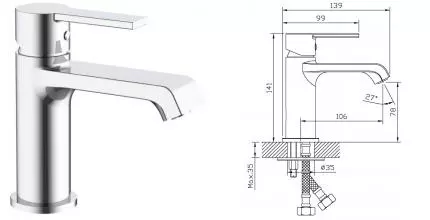 Смеситель для раковины «Belbagno» AURORA-LVM-CRM-W0 хром Смеситель для раковины «Belbagno» AURORA-LVM-CRM-W0 хром