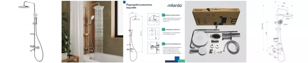 Душевая система «Milardo» Ideal Spa ILSSBTHM06 с термостатом хром