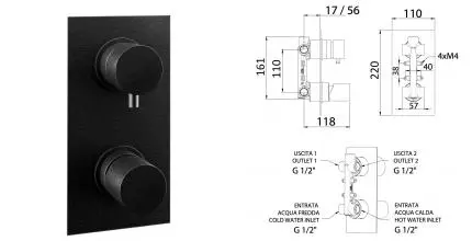 Смеситель для душа «Remer» Edge EG592CFP брашированный чёрный хром Смеситель для душа «Remer» Edge EG592CFP брашированный чёрный хром