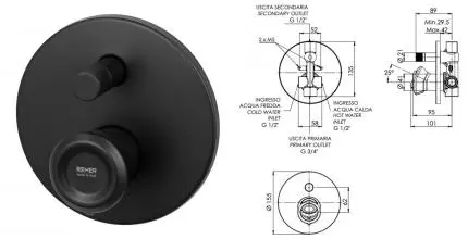 Смеситель для душа «Remer» Element ET09HNO чёрный матовый Смеситель для душа «Remer» Element ET09HNO чёрный матовый