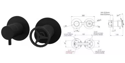 Смеситель для душа «Remer» Chrono CH92ZPNO чёрный матовый Смеситель для душа «Remer» Chrono CH92ZPNO чёрный матовый