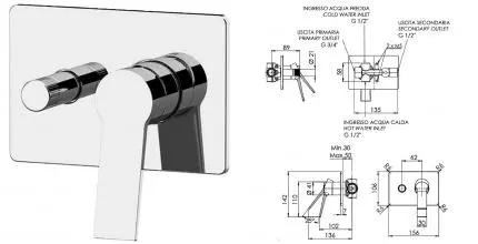 Смеситель для душа «Remer» Slash SL09HRG хром