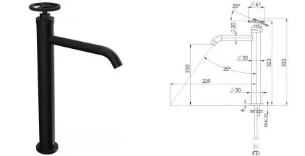 Смеситель для раковины «Remer» Chrono CH11LXLNO чёрный матовый Смеситель для раковины «Remer» Chrono CH11LXLNO чёрный матовый