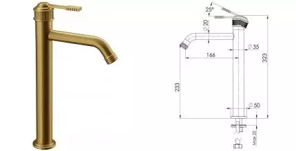 Смеситель для раковины «Remer» Atelier AL11LXLBG брашированное золото