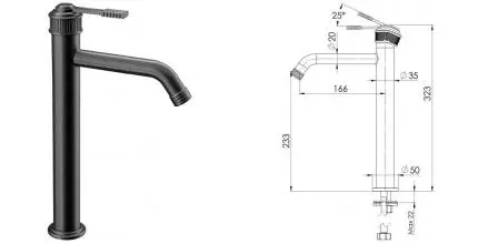 Смеситель для раковины «Remer» Atelier AL11LXLCFP брашированный чёрный хром