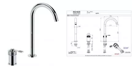 Смеситель для раковины «Remer» Atelier AL57L хром