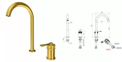 Смеситель для раковины «Remer» Atelier AL57LBG брашированное золото