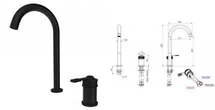 Смеситель для раковины «Remer» Atelier AL57LNO чёрный матовый