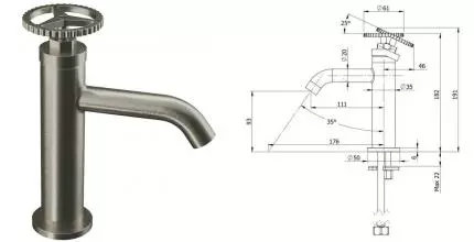 Смеситель для раковины «Remer» Chrono CH12XV сталь Смеситель для раковины «Remer» Chrono CH12XV сталь