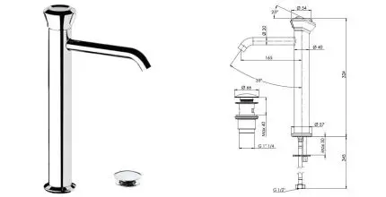 Смеситель для раковины «Remer» Element ET10LXL с донным клапаном хром