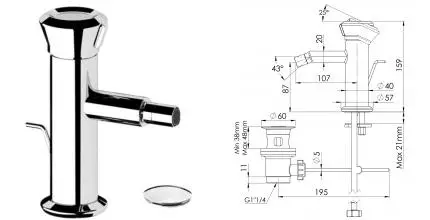 Смеситель для биде «Remer» Element ET20 с донным клапаном хром Смеситель для биде «Remer» Element ET20 с донным клапаном хром