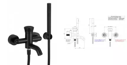 Смеситель для ванны «Remer» Element ET02NO чёрный матовый Смеситель для ванны «Remer» Element ET02NO чёрный матовый
