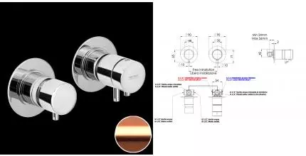 Смеситель для душа «Remer» X-Style XT96RP с термостатом брашированная медь