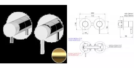 Смеситель для душа «Remer» Metrica MC92ZPBG брашированное золото