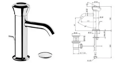Смеситель для раковины «Remer» Element ET10 с донным клапаном хром