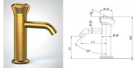 Смеситель для раковины «Remer» Element ET12BG брашированное золото