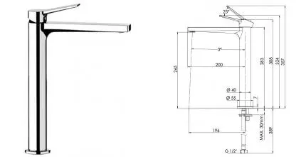 Смеситель для раковины «Remer» Slash SL11L хром