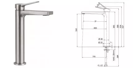 Смеситель для раковины «Remer» Slash SL11LXV сталь