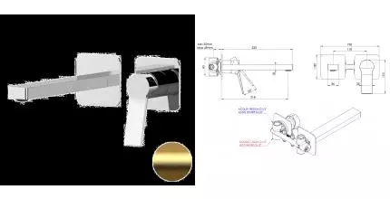 Смеситель для раковины «Remer» Slash SL15PLBG брашированное золото Смеситель для раковины «Remer» Slash SL15PLBG брашированное золото