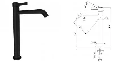 Смеситель для раковины «Remer» Metrica MC11LXLNO чёрный матовый