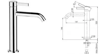 Смеситель для раковины «Remer» Metrica MC12A хром