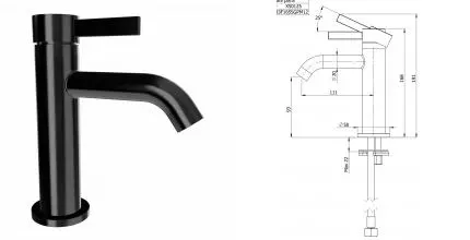 Смеситель для раковины «Remer» Metrica MC12CFP брашированный чёрный хром