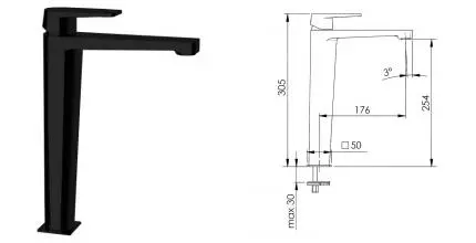 Смеситель для раковины «Remer» Dream D11LNO чёрный матовый