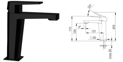 Смеситель для раковины «Remer» Dream D12NO чёрный матовый
