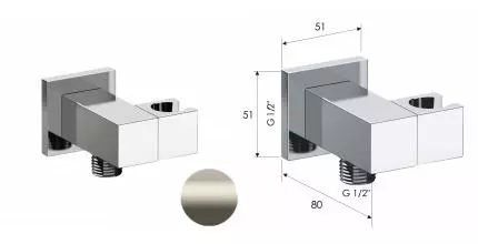 Держатель ручного душа с подключением шланга REMER 337SXV, сталь (XV), шт 337SXV · Remer, 337SXV