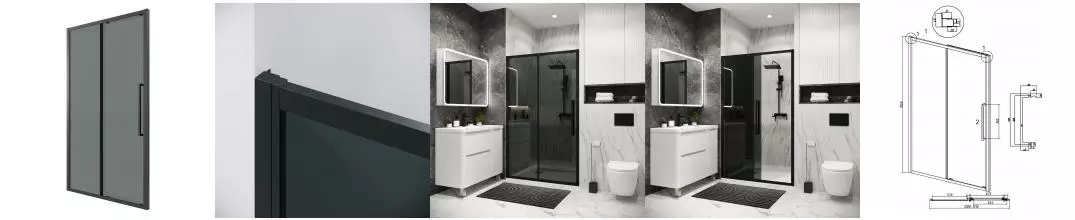 Душевая дверь «Grossman» Cosmo 100.K33.02.130.21.10 130/195 тонированная/чёрная матовая без поддона