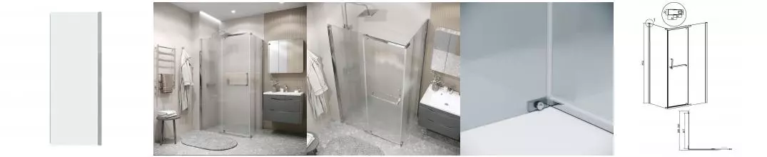 Боковая стенка 200.K33.03.90.10.02 Pragma (90*195) хром, стекло шиншилла, 1 место 200.K33.03.90.10.02 · Pragma, Grossman, 200.K33.03.90.10.02