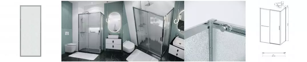 Боковая стенка 200.K33.05.90.10.02 Style (90*195) хром, стекло шиншилла, 1 место 200.K33.05.90.10.02 · Style, Grossman, 200.K33.05.90.10.02