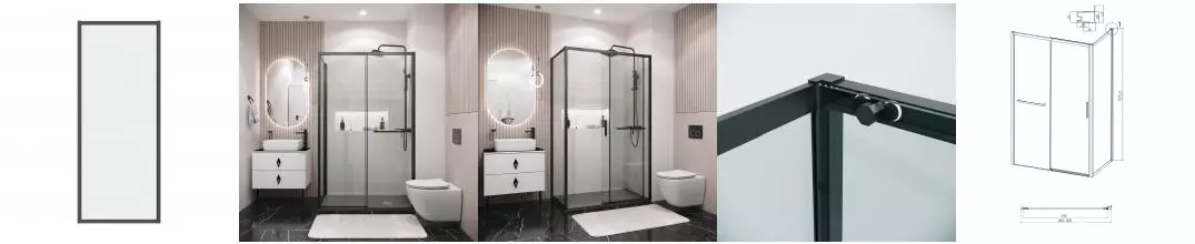 Боковая стенка 200.K33.05.90.21.00 Style (90*195) чёрный матовый, стекло прозрачное, 1 место 200.K33.05.90.21.00 · Style, Grossman, 200.K33.05.90.21.00