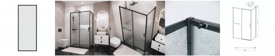 Боковая стенка 200.K33.05.90.21.02 Style (90*195) чёрный матовый, стекло шиншилла, 1 место 200.K33.05.90.21.02 · Style, Grossman, 200.K33.05.90.21.02